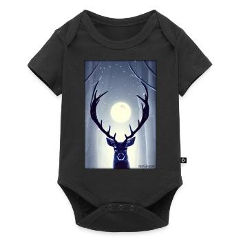 Deer Moon Moonlight Forest Winter Snow Forest Animal - Baby Premium short-sleeve bodysuit - black - Front