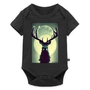 Deer Moon Moonlight Forest Winter Snow Forest Animal - Baby Premium short-sleeve bodysuit - black - Front