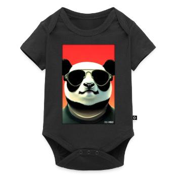 Panda Sonnenbrille Tierwelt Waldtier Tiere Wildnis - Baby Premium Kurzarmbody - Schwarz - Vorne