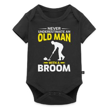 Alter Mann Curling Winter Eissport Papa Opa - Baby Premium Kurzarmbody - Schwarz - Vorne