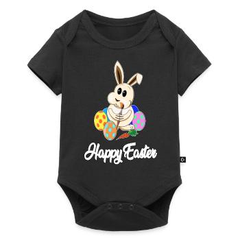 Frohe Oster wünscht der kleine Süße Osterhase - Baby Premium Kurzarmbody - Schwarz - Vorne