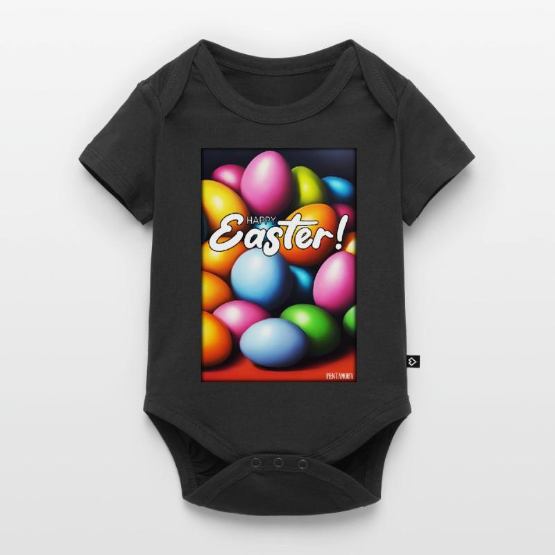 Happy Easter - Easter Egg Easter Easter Colorful Eggs Baby Premium short-sleeve bodysuit