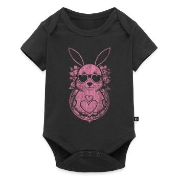 Mignon lapin coeur rose rose - Body à manches courtes Premium Bébé - noir - Devant