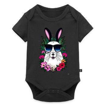 Rabbit Alpaca Easter Flowers - Baby Premium short-sleeve bodysuit - black - Front