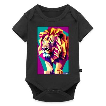 Leo Polygon Arc-en-ciel coloré sauvage Faune sauvage - Body à manches courtes Premium Bébé - noir - Devant