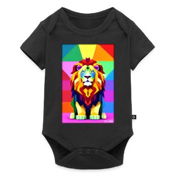 Leo Polygon Arc-en-ciel coloré sauvage Faune sauvage - Body à manches courtes Premium Bébé - noir - Devant