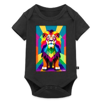 Leo Polygon Arc-en-ciel coloré sauvage Faune sauvage - Body à manches courtes Premium Bébé - noir - Devant