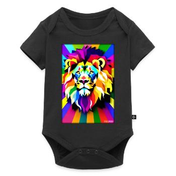 Leo Polygon Arc-en-ciel coloré sauvage Faune sauvage - Body à manches courtes Premium Bébé - noir - Devant