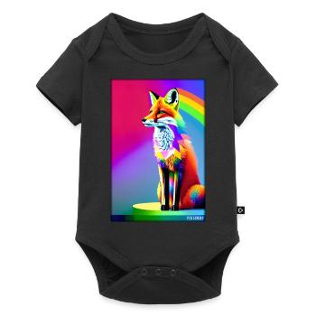 Fuchs Polygon Waldbewohner Waldtier Wildnis Tier - Baby Premium Kurzarmbody - Schwarz - Vorne