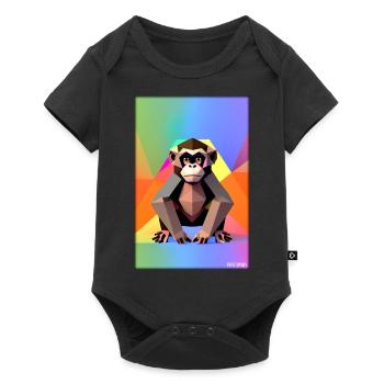 Affe Polygon Tiere Wildnis Zoo Afrika Safari - Baby Premium Kurzarmbody - Schwarz - Vorne