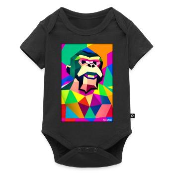 Affe Polygon Tiere Wildnis Zoo Afrika Safari - Baby Premium Kurzarmbody - Schwarz - Vorne