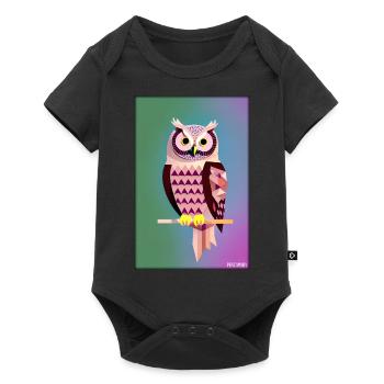 Eule Wütend Polygon Waldtier Wildnis Vogel Nacht - Baby Premium Kurzarmbody - Schwarz - Vorne