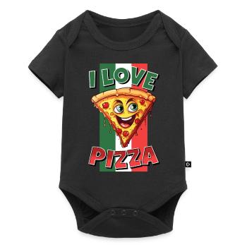 I Love Pizza Slice Face Laughs Pizzeria - Baby Premium short-sleeve bodysuit - black - Front