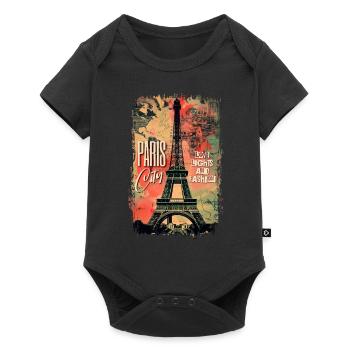 Paris France City Skyline Tour Eiffel Vintage - Body à manches courtes Premium Bébé - noir - Devant