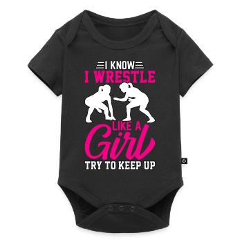 Je sais que je lutte comme une fille pour essayer de suivre - Body à manches courtes Premium Bébé - noir - Devant
