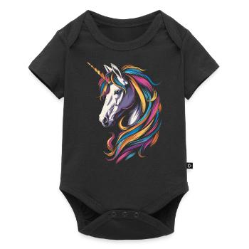 Buntes Einhorn - Baby Premium Kurzarmbody - Schwarz - Vorne