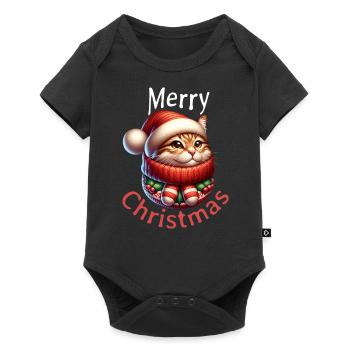 Chat de Noël Joyeux Noël - Body à manches courtes Premium Bébé - noir - Devant