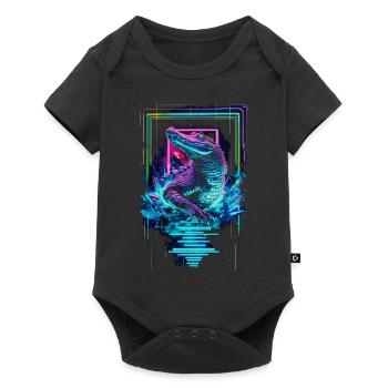 Alligator Crocodile Reptile Predator Neon Colorful Art - Baby Premium short-sleeve bodysuit - black - Front