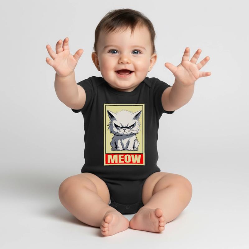 Cat Meow Grumpy Grumpy Grumpy Funny Baby Premium short-sleeve bodysuit