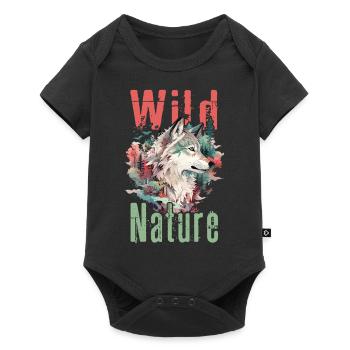 Loup Tête de loup Forêt Nature Nature Montagnes Nature sauvage Coloré - Body à manches courtes Premium Bébé - noir - Devant