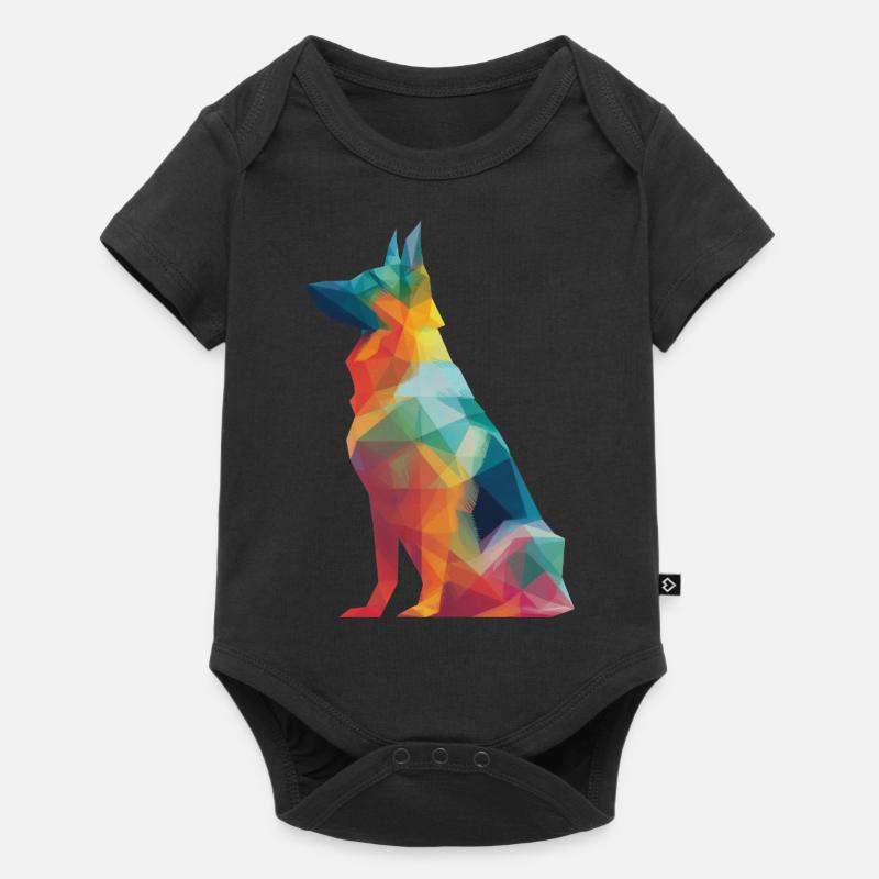 Berger Allemand Low Poly Art Design Coloré - Body à manches courtes Premium Bébé - noir