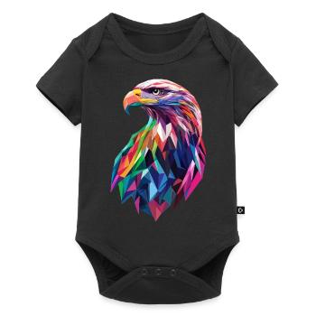Eagle Head Low Poly Art Logo Design Colorful - Baby Premium short-sleeve bodysuit - black - Front