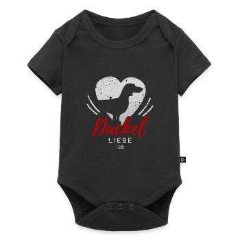 Dackel Liebe mit Herz - Baby Premium Kurzarmbody - Schwarz - Vorne