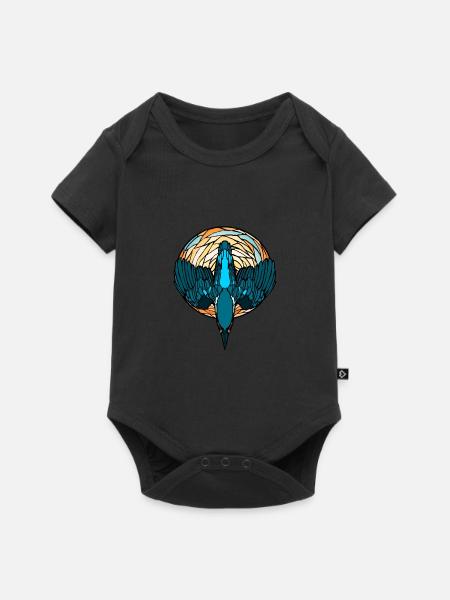 Kingfisher mosaic colorful gift bird - Baby Premium short-sleeve bodysuit - black