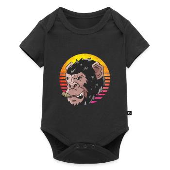 Lustiges Affe Schimpanse DNA - Baby Premium Kurzarmbody - Schwarz - Vorne