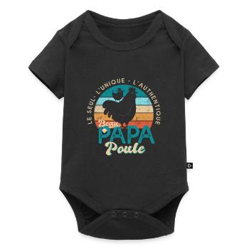 beau papa poule cadeau fête des pères - Body à manches courtes Premium Bébé - noir - Devant