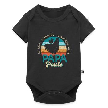 papa poule cadeau fête des pères - Body à manches courtes Premium Bébé - noir - Devant