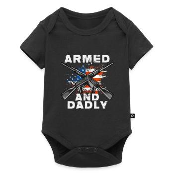 Armed and paternal Funny paternal fathers - Baby Premium short-sleeve bodysuit - black - Front