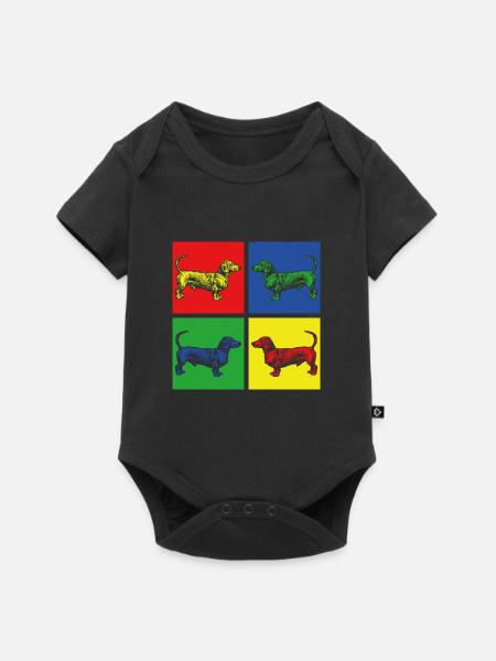 Dackel Hunde - Baby Premium Kurzarmbody - Schwarz