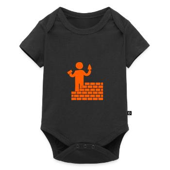 Ein Maurer baut eine orange Mauer - Baby Premium Kurzarmbody - Schwarz - Vorne