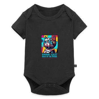 Der futuristische Katzenprint von Robot Cat - Baby Premium Kurzarmbody - Schwarz - Vorne