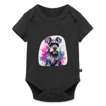 Chien Schnauzer miniature mignon coloré à l’aquarelle - Body à manches courtes Premium Bébé - noir - Devant