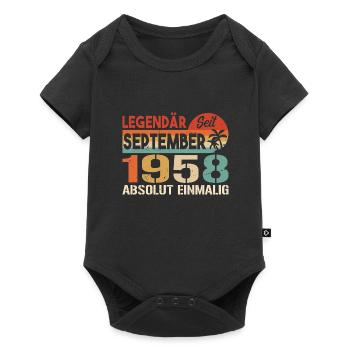 1958 September Vintage Geburtstagsgeschenk 1958 - Baby Premium Kurzarmbody - Schwarz - Vorne