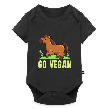 Pferdedesign für stolze Veganer - Baby Premium Kurzarmbody - Schwarz - Vorne