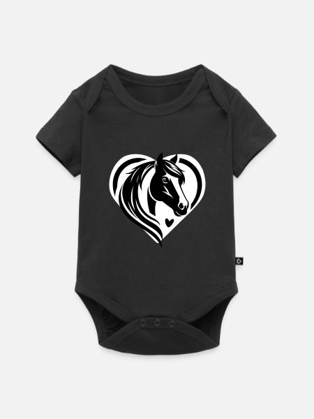 Het Hart van het Hoofd van het paard - Premium babyrompertje met korte mouwen  - zwart