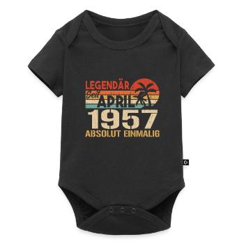 Born In April 1957 Funny Birthday Retro - Baby Premium short-sleeve bodysuit - black - Front