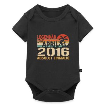 Né en avril 2016 Anniversaire drôle rétro - Body à manches courtes Premium Bébé - noir - Devant