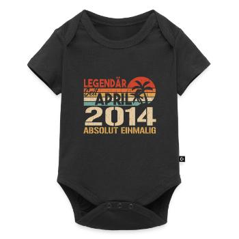 Né en avril 2014 Anniversaire drôle rétro - Body à manches courtes Premium Bébé - noir - Devant