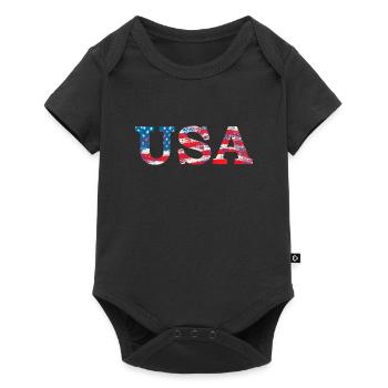 USA flag flag font letter America - Baby Premium short-sleeve bodysuit - black - Front