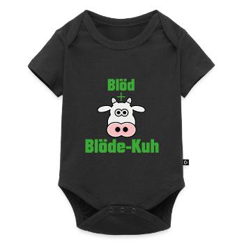 Blöde Kuh Spruch Geschenk provokant Rind Dumm Frau - Baby Premium Kurzarmbody - Schwarz - Vorne