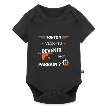 Tonton veux tu devenir mon parrain - demande - Body à manches courtes Premium Bébé - noir - Devant
