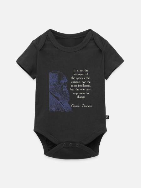 Zitieren Darwin Biologie Evolutionstheorie - Baby Premium Kurzarmbody - Schwarz