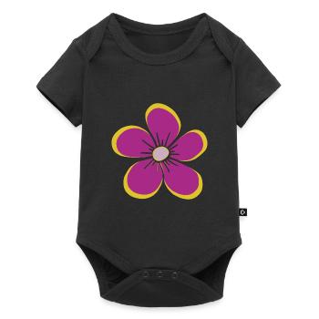 fleur violette, fleur, floral, motif floral, floral - Body à manches courtes Premium Bébé - noir - Devant