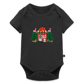 Nikolaus Shop mit Tannen und Geschenken. - Baby Premium Kurzarmbody - Schwarz - Vorne