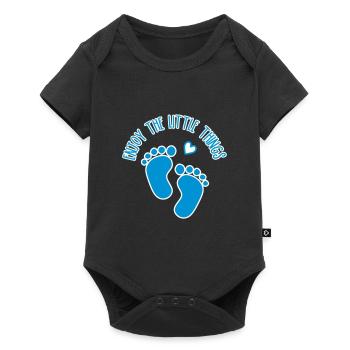 Empreintes de pieds de bébé grossesse disant - Body à manches courtes Premium Bébé - noir - Devant
