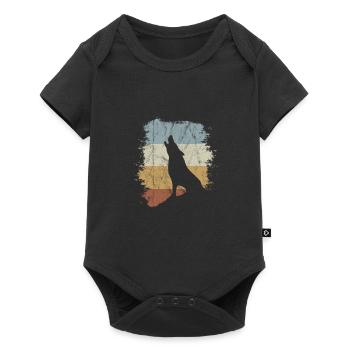 Cadeau vintage oldschool rétro hurlant loup - Body à manches courtes Premium Bébé - noir - Devant